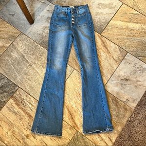 JBD by Just Black Denim High Rise Flare with Button Fly